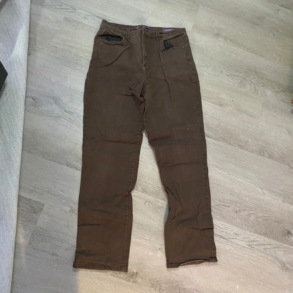 Gloria Vanderbilt Amanda Jeans Womens 12 Brown High Rise Tapered Leg Pants